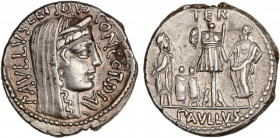 ROMAN COINS: ROMAN REPUBLIC
Denario. 62 a.C. AEMILIA. Paullus Aemilius Lepidus. Anv.: Cabeza velada y diademada de Concordia a derecha. PAVLLVS LEPID...