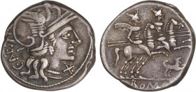 ROMAN COINS: ROMAN REPUBLIC
Denario. 146 a.C. ANTESTIA. Caius Antestius. Anv.: Cabeza de Roma a derecha, detrás C. ANTESTI, delante X. Rev.: Dióscuro...