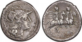 ROMAN COINS: ROMAN REPUBLIC
Denario. 189-180 a.C. AUTRONIA. L. Austronius. Rev.: Dióscuros a caballo a derecha, encima estrellas, debajo AVTR (nexada...