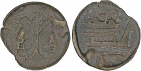 ROMAN COINS: ROMAN REPUBLIC
As. 189 a.C. CAECILIA. Anv.: Cabeza de Jano bifronte, arriba I. Rev.: Proa de nave, delante I, encima A.CAE. En exergo: R...