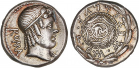 ROMAN COINS: ROMAN REPUBLIC
Denario. 82-80 a.C. CAECILIA. M. Caecilus Metellus Q. f. Anv.: Cabeza diademada de Apolo a derecha entre ROMA y asterisco...