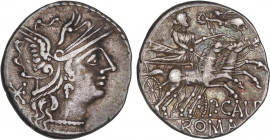 ROMAN COINS: ROMAN REPUBLIC
Denario. 133 a.C. CALPURNIA. Publius Calpurnius Lanarius. Rev.: Mujer en biga a derecha, coronada por Victoria volando a ...