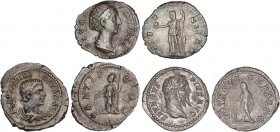 ROMAN COINS: ROMAN EMPIRE
Lote 3 monedas Denario. Acuñadas 141-210 d.C. FAUSTINA MADRE, SEPTIMIO SEVERO y GETA. AR. Faustina: AETERNITAS C-6, RIC-348...