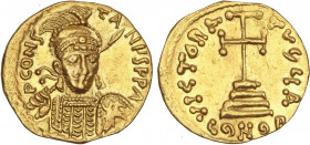 BYZANTINE COINS
Sólido. CONSTANTINO IV (668-685 d.C.). CONSTANTINOPLA. Anv.: P. CONSTAN y S. PP. A. Busto de frente con casco y coraza portando lanza...