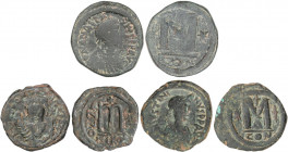BYZANTINE COINS
Lote 3 monedas Follis. 409 a 602 d.C. ANASTASIO I, JUSTINIANO I, MAURICIO TIBERIO. CONSTANTINOPLA (2), NICOMEDIA. 11.21, 17.14, 17.20...