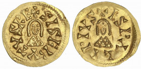 VISIGOTHIC COINS
Triente. SISEBUTO (612-621 d.C.). ISPALI (Baética). Anv.: ¶SISEBVTVS RE. Rev.: ¶ISPALI PIVS. 1,46 grs. AU. Restos de brillo original...