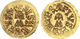 VISIGOTHIC COINS
Triente. SISEBUTO (612-621 d.C.). MENTESA (Carthaginensis). Anv.: ¶SISEBVTVS R¶. Rev.: ¶PIVS MENTES : 1,37 grs. AU. Variante final d...