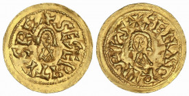 VISIGOTHIC COINS
Triente. SISEBUTO (612-621 d.C.). SENABRIA (Gallaecia). Anv.: ¶SESEBVTVS RE. Rev.: ¶SENABRIA PIVS. 1,49 grs. AU. RARÍSIMA. Miles-No ...