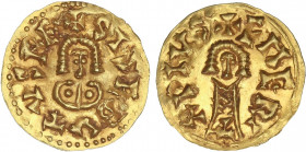 VISIGOTHIC COINS
Triente. SISEBUTO (612-621 d.C.). EMERITA (Lusitania). Anv.: ¶SISEBVTVS RE x. Rev.: ¶EMERITA PIVS¶. 1,51 grs. AU. Restos de brillo o...