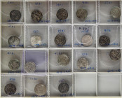 AL-ANDALUS COINS: CALIFHATE
Conjunto 18 monedas Dirham. 338 (5), 339 (3) y 347H (10). ABDERRAHMÁN III. MEDINA AZAHARA. AR. Muy interesante, con pátin...