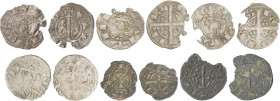 MEDIEVAL COINS: CATALONIA-ARAGÓN
Lote 6 monedas Òbol y Diner (5). Ve. 4 diners de Jaume I Cru.VS- 308, 310.1, 316, 318. Òbol Alfons I Cru.VS-297, Din...
