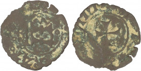MEDIEVAL COINS: KINGDOM OF NAVARRE
Cornado. (1483-1512). CATALINA y JUAN. Anv.: IK coronadas. Rev.: Cruz. 0,57 grs. Ve. RARA. Cru.Vs-293. BC+.