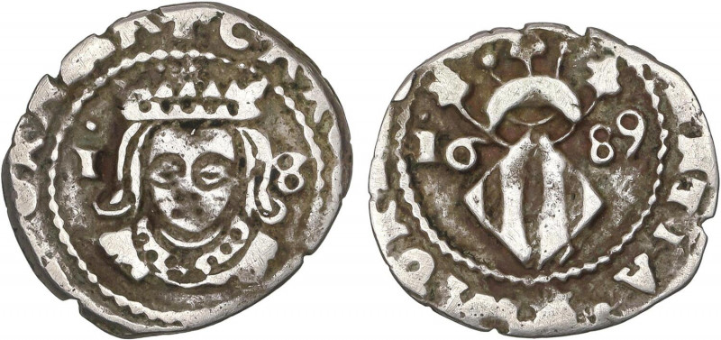 SPANISH MONARCHY: CHARLES II
Divuité. 1689. VALENCIA. 1,24 grs. AC-334. MBC+.