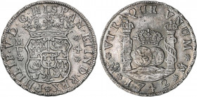 SPANISH MONARCHY: PHILIP V
4 Reales. 1742. MÉXICO. M.F. 13,19 grs. Pátina oscura. RARA. AC-1127. EBC.