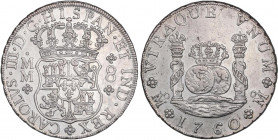 SPANISH MONARCHY: CHARLES III
8 Reales. 1760. MÉXICO. M.M. 26,88 grs. Columnario. (Leves rayitas). Brillo original. AC-1073; Cal-884. EBC+.