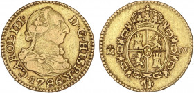 SPANISH MONARCHY: CHARLES III
1/2 Escudo. 1786. MADRID. D.V. 1,68 grs. AC-1280. MBC-/MBC.