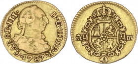 SPANISH MONARCHY: CHARLES III
1/2 Escudo. 1787. MADRID. D.V. 1,66 grs. AC-1281. MBC.