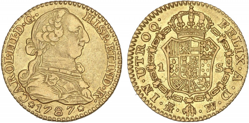 SPANISH MONARCHY: CHARLES III
1 Escudo. 1787. MADRID. D.V. 3,37 grs. . AC-1370....