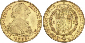 SPANISH MONARCHY: CHARLES III
8 Escudos. 1779. MÉXICO. F.F. 26,98 grs. Restos de brillo original. AC-1966; XC-772. EBC-.