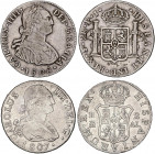 SPANISH MONARCHY: CHARLES IV
Lote 2 monedas 2 Reales. 1807 y 1808. MADRID A.J. y POTOSÍ P.J. AC-617, 677. MBC-.