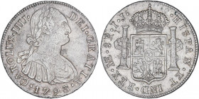SPANISH MONARCHY: CHARLES IV
8 Reales. 1793. LIMA. I.J. 26,74 grs. AC-909. MBC+.