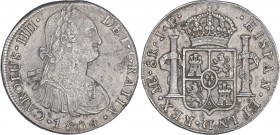 SPANISH MONARCHY: CHARLES IV
8 Reales. 1804. LIMA. J.P. 26,8 grs. AC-924. MBC.