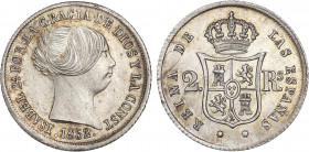 SPANISH MONARCHY: ELISABETH II
2 Reales. 1852. SEVILLA. 2,69 grs. Pátina y brillo original. RARA ASÍ. AC-390. SC-.
