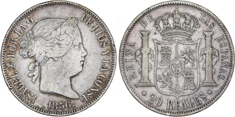 SPANISH MONARCHY: ELISABETH II
20 Reales. 1856. MADRID. 25,55 grs. AC-612. MBC/...