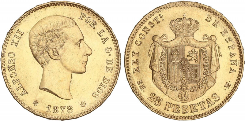 PESETA SYSTEM: ALFONSO XII
25 Pesetas. 1878 (*18-78). E.M.-M. EBC.