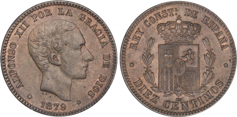 PESETA SYSTEM: ALFONSO XIII
10 Céntimos. 1879. BARCELONA. O.M. SC.
