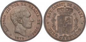 PESETA SYSTEM: ALFONSO XIII
10 Céntimos. 1879. BARCELONA. O.M. SC.