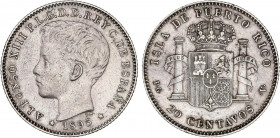 PESETA SYSTEM: ALFONSO XIII
20 Centavos de Peso. 1895. PUERTO RICO. P.G.-V. MBC+.