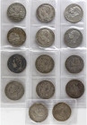 PESETA SYSTEM: LOTS
Lote 14 monedas 5 Pesetas. 1870 a 1898. I REPÚBLICA a ALFONSO XIII. Algunas repetidas. A EXAMINAR. MBC- a MBC.