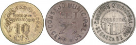 PESETA SYSTEM: LOCAL ISSUES OF THE CIVIL WAR
Lote 3 monedas. AE, Cuni y Latón. Incluye: 25 Céntimos C.M. de IBI (2 sobre E, Vti-L26a), 1 Pesseta C.M....