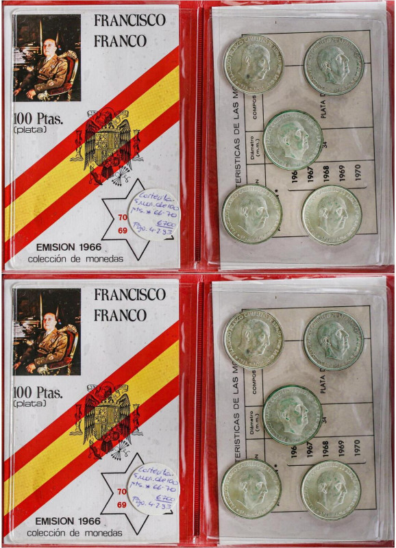 PESETA SYSTEM: ESTADO ESPAÑOL
Lote 10 monedas 100 Pesetas. 1966 (*19-66, 19-67,...