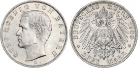 WORLD COINS: GERMAN STATES
3 Marcos. 1909-D. OTTO. BAVIERA. 16,68 grs. AR. KM-996. EBC.