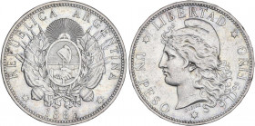 WORLD COINS: ARGENTINA
1 Peso. 1883. 25 grs. AR. ESCASA ASÍ. KM-29. EBC.