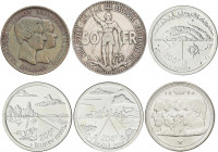 WORLD COINS: BELGIUM
Lote 6 monedas 10 Céntimos, 50, 100 y 200 Francos (3). 1853, 1935, 1954 y 2000 (3). AE y AR (5). A EXAMINAR. KM-X-M1.1, 106.1, 1...