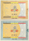 WORLD COINS: BELGIUM
Serie 2 monedas 10 y 20 Ecu. 1990. 5,30 y 10,50 grs. AU+AR. (1/10 Oz y 1/5 Oz AU). 60 aniversario Balduino. En presentaciones or...