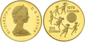 WORLD COINS: CANADA
100 Francos. 1979. ISABEL II. 16,89 grs. AU. Año del niño. Fr-10; KM-126. PROOF.