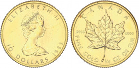 WORLD COINS: CANADA
10 Dólares. 1983. 7,79 grs. AU. Maple Leaf. KM-136. SC.