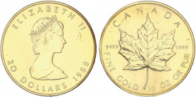 WORLD COINS: CANADA
20 Dólares. 1988. AU. 15,55 grs. KM-165. SC.