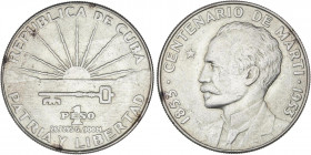 WORLD COINS: CUBA
1 Peso. 1953. 26,66 grs. AR. Centenario José Martí. KM-29. EBC.