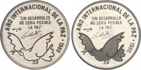 WORLD COINS: CUBA
Lote 2 monedas 1 Peso. 1986. Cuni. Año Internacional de la Paz. KM-156. SC.