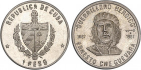 WORLD COINS: CUBA
1 Peso. 1987. 11,33 grs. Cuni. Che Guevara. KM-158. PROOF.