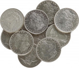 WORLD COINS: UNITED STATES
Lote 10 monedas 1 Dólar. 1878 a 1896. AR. Tipo Morgan. Años: 1878S, 1882O, 1884, 1885, 1886O, 1887, 1888O. 1890, 1891O, 18...
