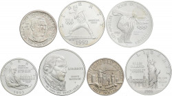 WORLD COINS: UNITED STATES
Lote 7 monedas 50 Centavos (2) y 1 Dólar (4). 1946 a 1993. AR. Monedas conmemorativas. A EXAMINAR. KM-198, 209, 212, 214, ...