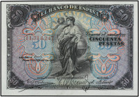 SPANISH BANK NOTES: BANCO DE ESPAÑA
50 Pesetas. 24 Septiembre 1906. Sin Serie. Ed-315. EBC+.
