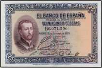 SPANISH BANK NOTES: BANCO DE ESPAÑA
25 Pesetas. 12 Octubre 1926. San Francisco Xavier. Serie B. (Dos arruguitas). Ed-325a. EBC.