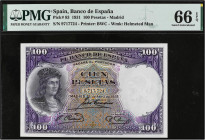 SPANISH BANK NOTES: CIVIL WAR, REPUBLICAN ZONE
100 Pesetas. 25 Abril 1931. Fernández de Córdoba. Precintado y garantizado por PMG (nº8366E1908048011G...